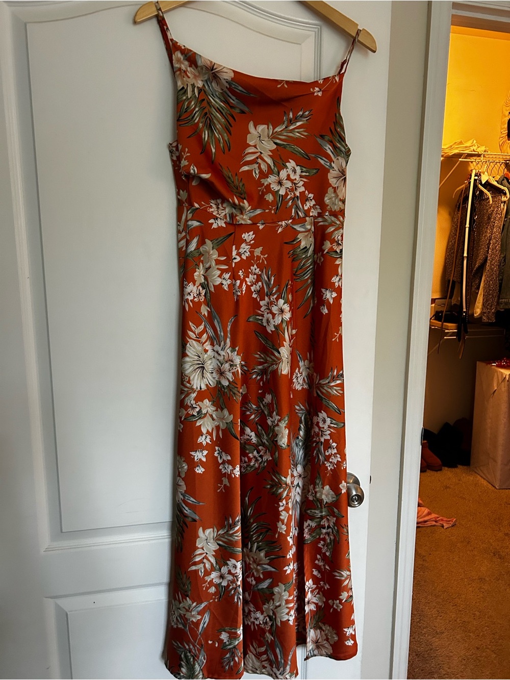 Luxe Rust Floral Maxi Slip Dress